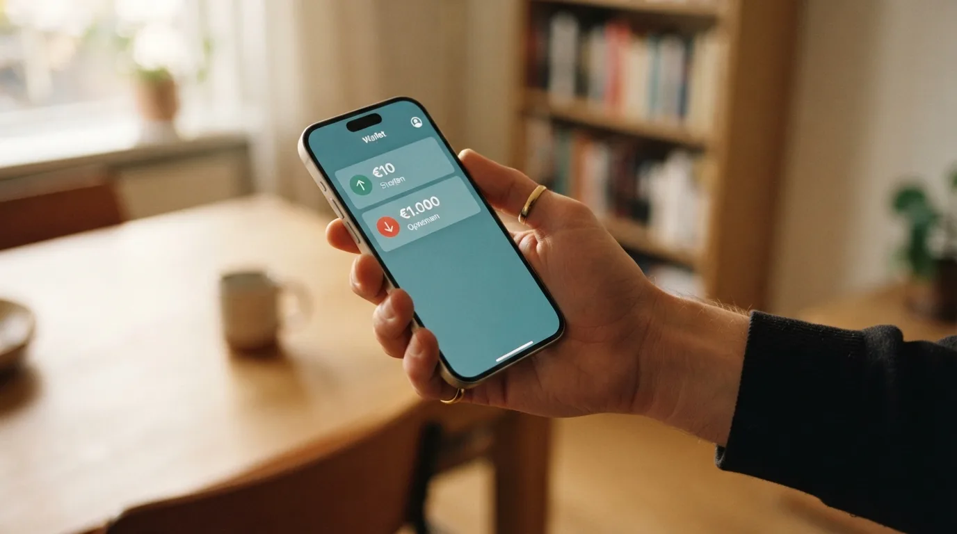 Een AstroPay-wallet met stortings- en opnamebedragen in euro's