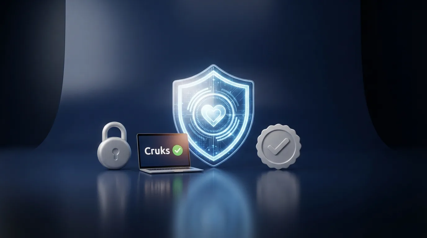 Het Cruks-logo naast het keurmerk van de Kansspelautoriteit op een scherm