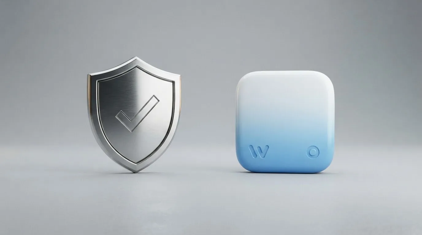 Het Ksa-keurmerk en het Google Pay-logo naast elkaar, met een duidelijk gemarkeerde lege ruimte ertussen — geen verbindingslijn