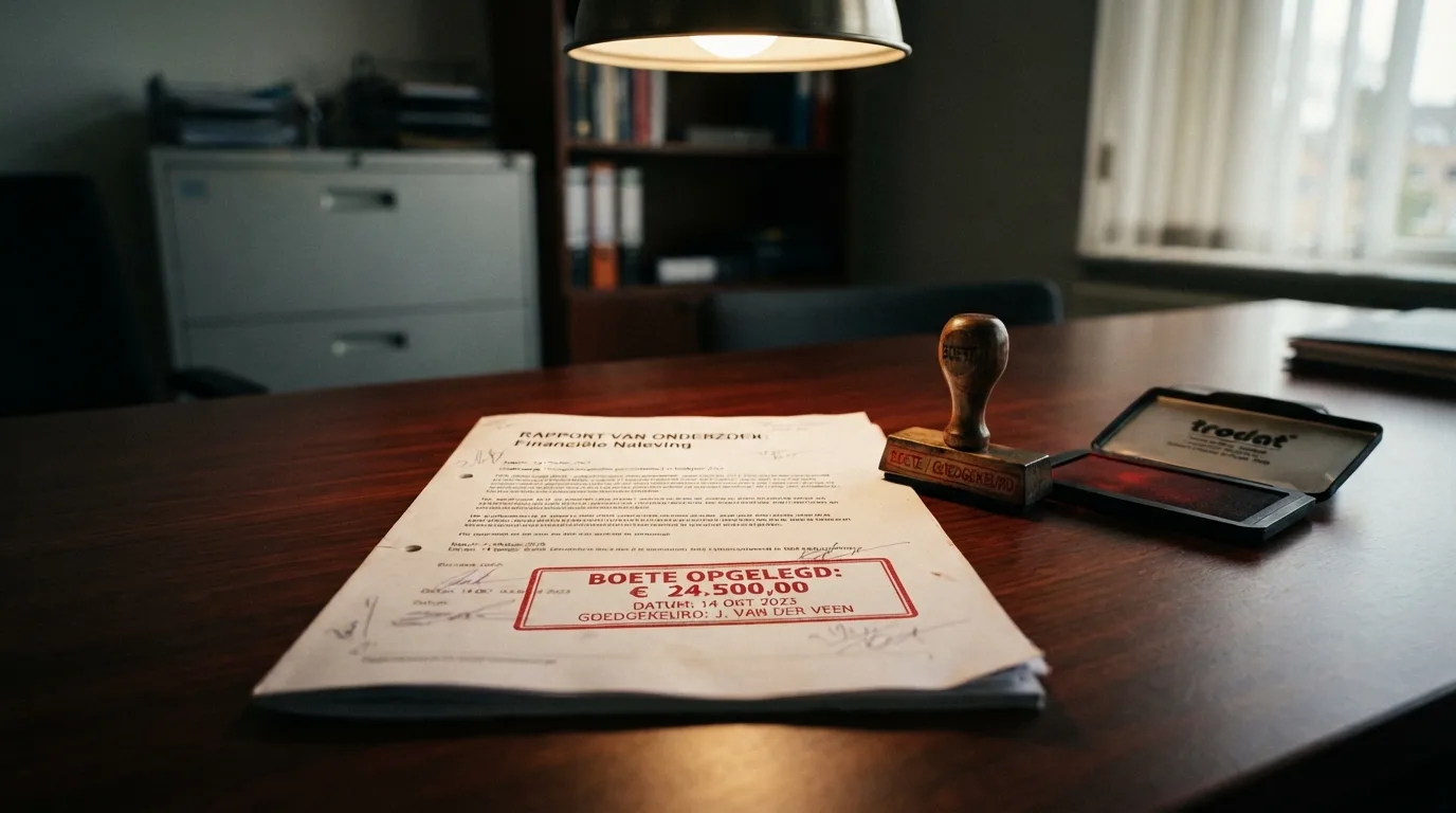 Het logo van de Kansspelautoriteit naast een document met “Wet Koa” in de kop en een rode stempel “BOETE €24,8M”