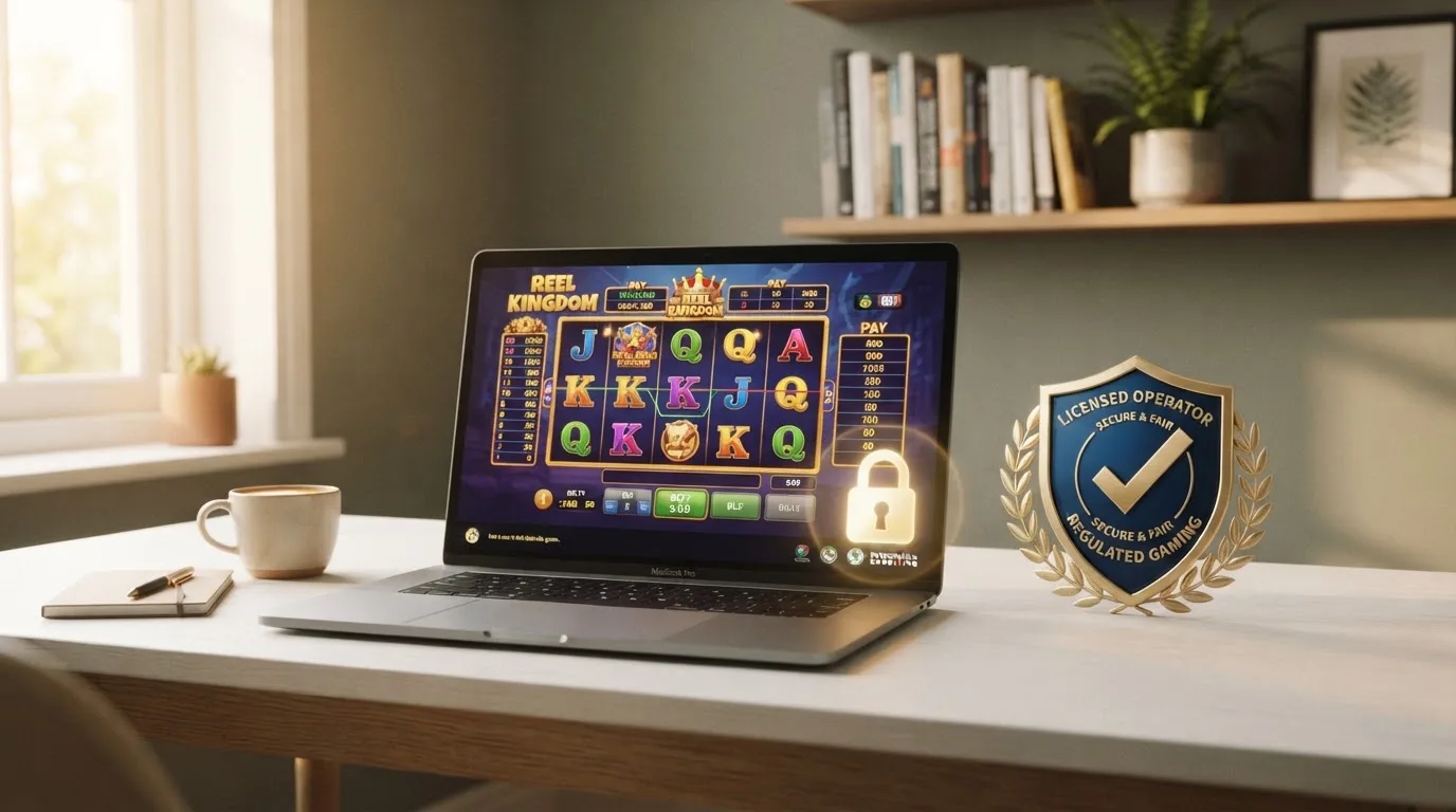 Het logo van de Kansspelautoriteit naast een slot-interface met een hangsloticoon in beeld