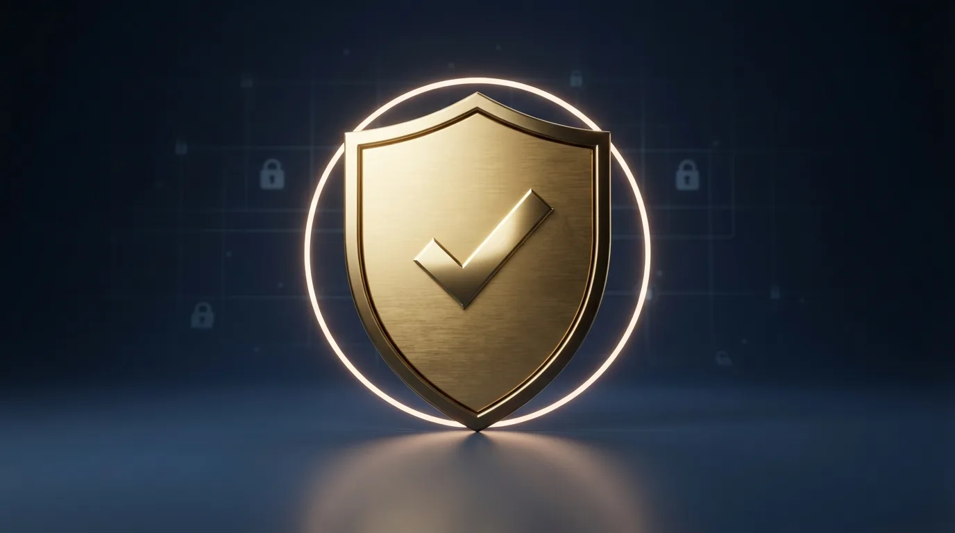 Een close-up van een Ksa-keurmerk op een online casino-interface, met op de achtergrond een gedimd scherm met slot-symbolen en een hangslot-icoon