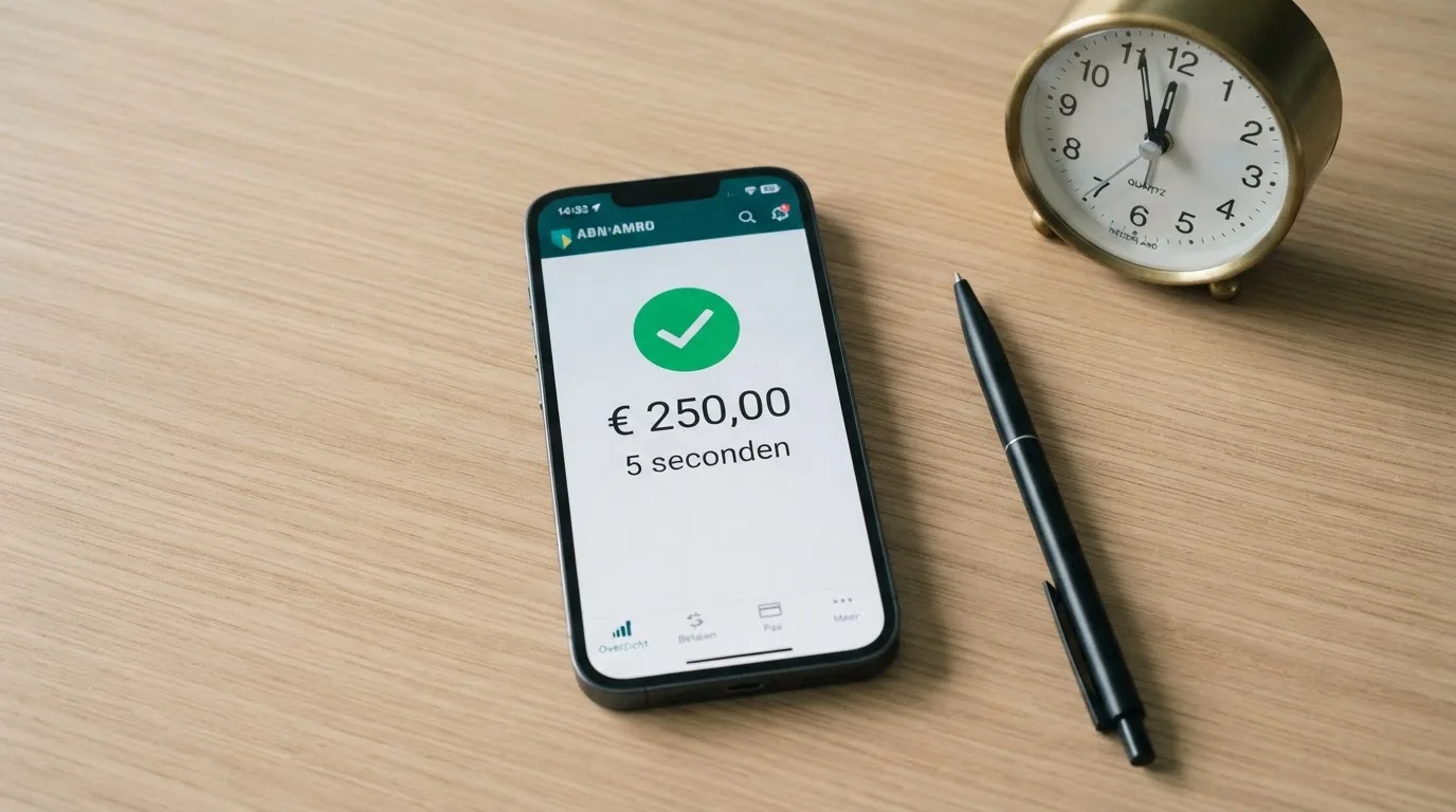 Een bankapp met een overboeking die in vijf seconden is voltooid, met een klok die 24/7 aangeeft
